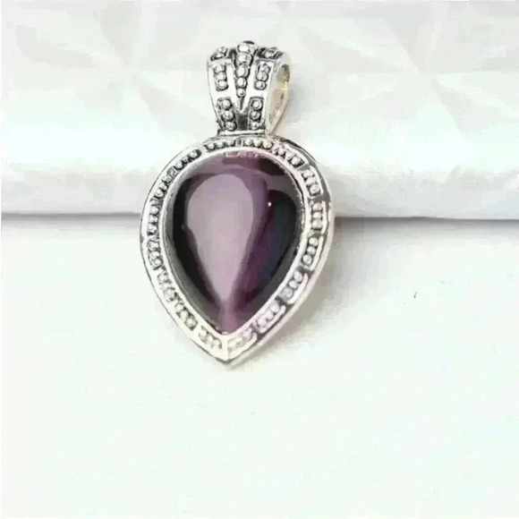 Stunningly Intricate Amethyst Purple Faux Tiger’s Eye Silver tone inverse - Picture 10 of 14